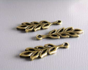 Antique Bronze Leaf Charms...6 pcs