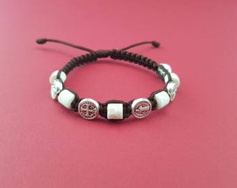 St. Benedict with hand-shaped rocks bracelet