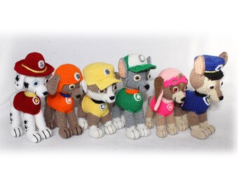 Paw Patrol Crochet Pattern, Amigurumi Paw Patrol, Paw Patrol Crochet, Paw Patrol Pattern, Paw Patrol Pattern, 6 x Crochet Puppy Pattern