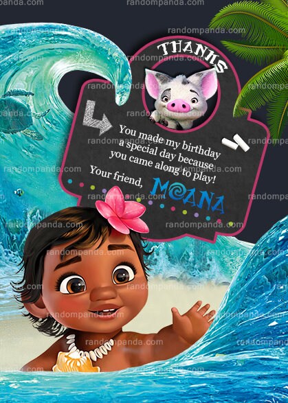 Baby Moana Thank You Card Moana Baby Birthday Thanks Note
