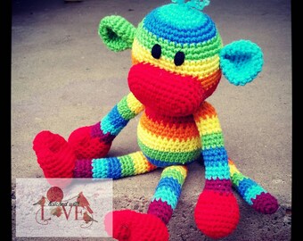 Crochet Rainbow Sock Monkey