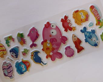 sheet of 18 fish scrapbooking stickers