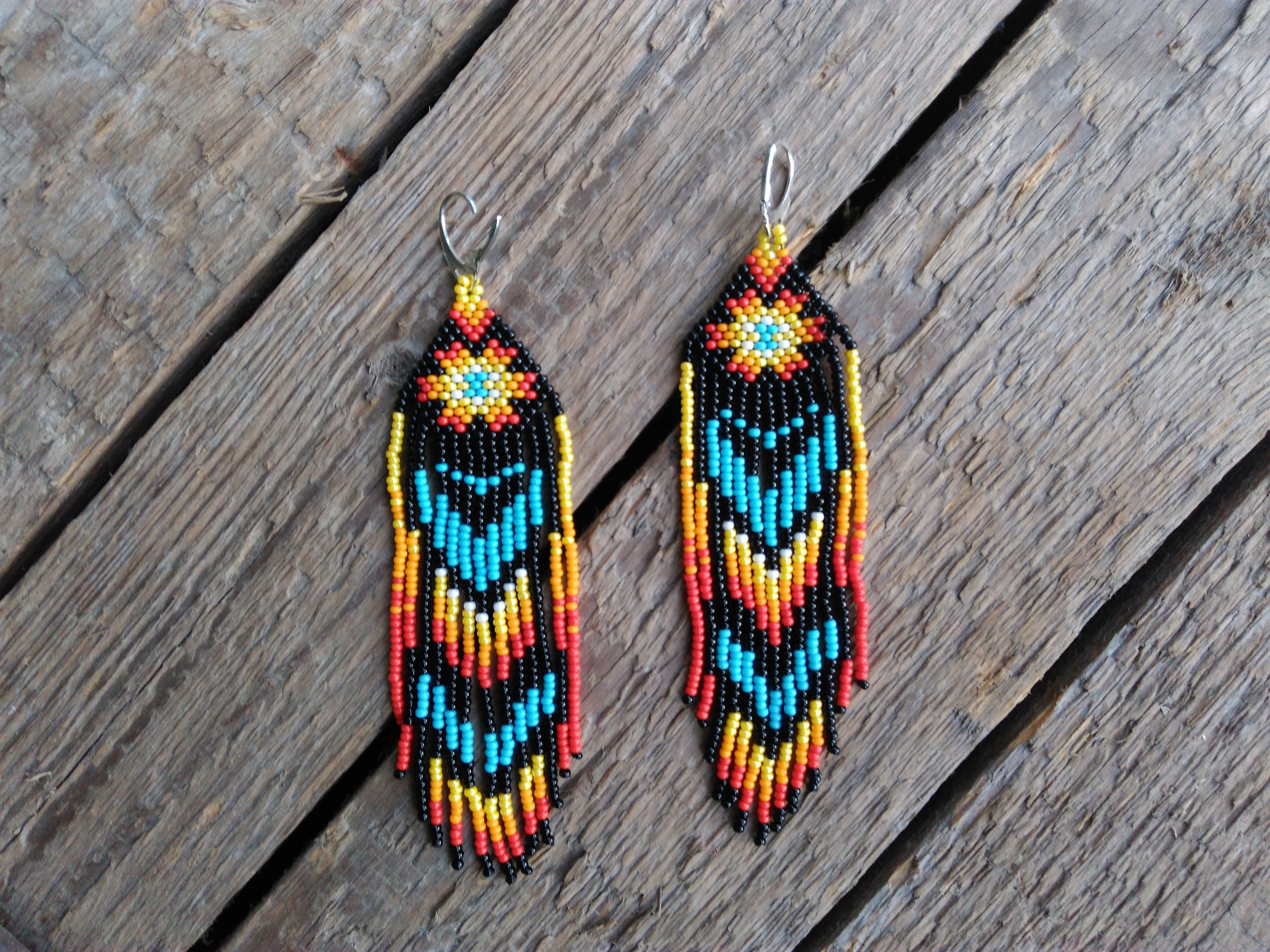 Native American Beaded Earrings Seed Bead Earrings Mexican 0149