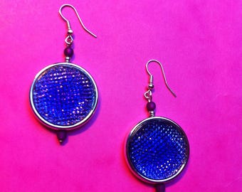 pair of purple faceted bead earrings