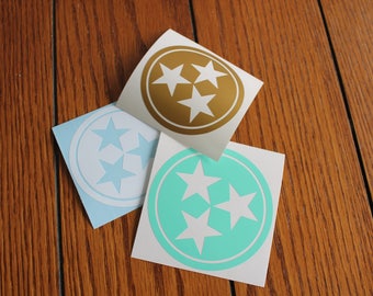 Tennessee Solid Tri-Star Sticker, Car Decal, Laptop Decal