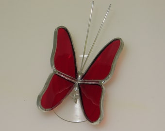 Stained Glass Butterfly Suncatcher with Red Wings (BUT001)