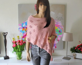 PONCHO Spring/Summer Lace Cotton pink