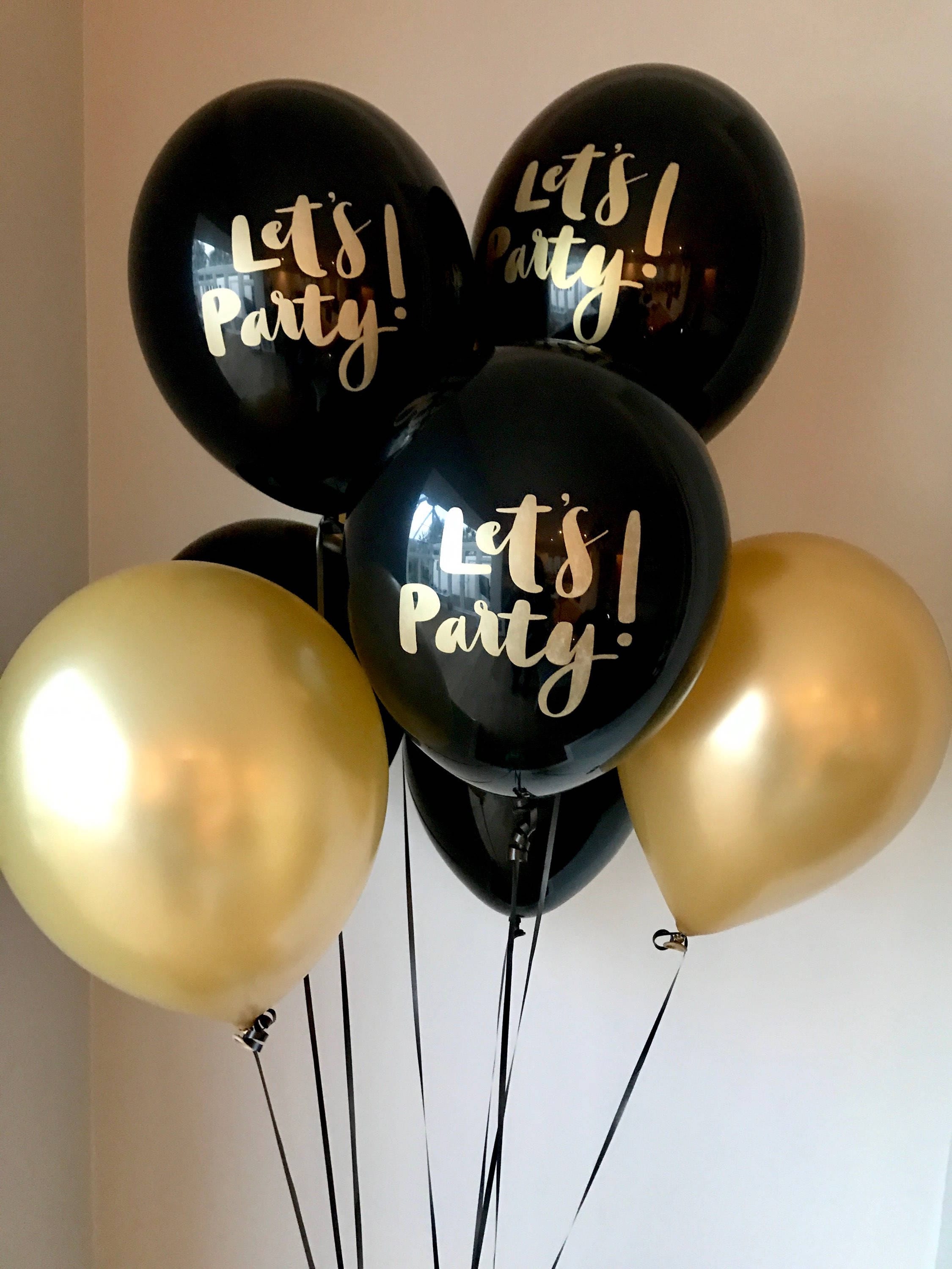 Let's Party Black and Gold Balloon Bouquet Pack of 8