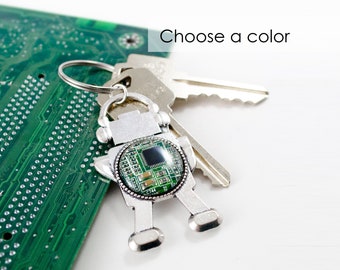 Robot Keychain Circuit Board, Robot Key Fob, Geeky Key Chain, Robotics Gift, Engineer Keychain, Cyber Punk, Engineer Gift, STEM Gift
