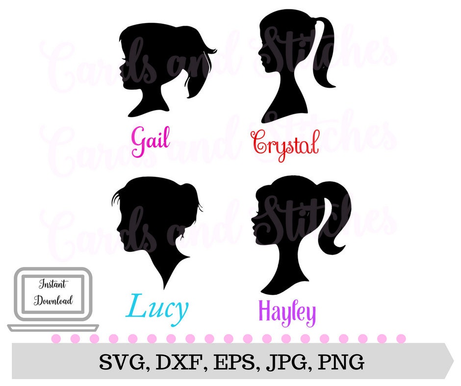 Girl Silhouettes SVG Girl Portraits SVG Digital Cutting