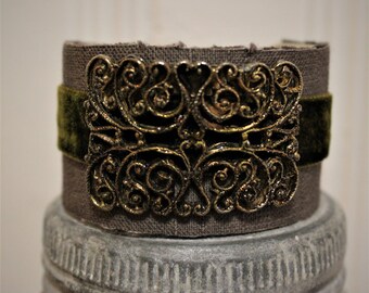 Art Cuff Bracelet ~ Textile Cuff ~ Wrist Cuff ~ Wearable Art