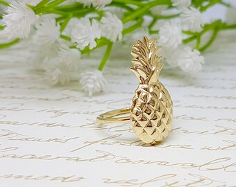 Pineapple Ring, Fruit Jewelry, Pineapple Jewelry, Gold Pineapple Ring, Summer Ring, Statement Ring, Birthday Gift for Her, Unique Rings