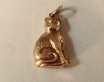 9K britannique jaune or chat charme vintage antique # 101 G
