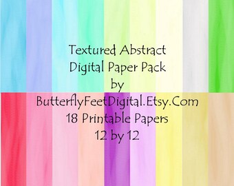 Digital Paper Pack Watercolor Texture, Background Papers for Scrapbooking, Card Making, Instant Download