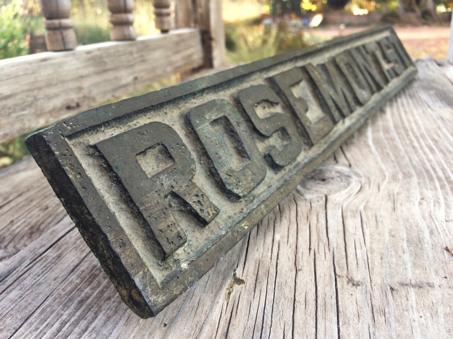 Cast bronze sidewalk street marker historic Charleston Rosemont St