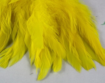 yellow feathers Strung Schlappen Dyed 6 to 8 inches SCH-01
