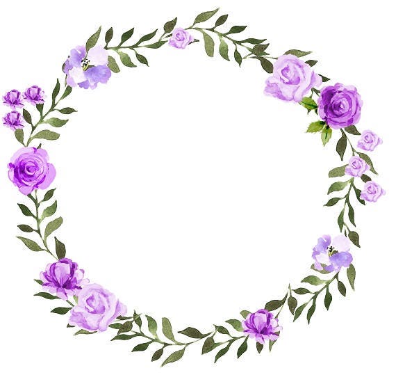 Purple Clipart Purple Wreath Printable Watercolor Wreath
