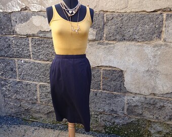 Vintage skirt, midi, vintage skirt blue skirt, straight skirt, blue skirt, cotton blue, Navy Blue, cotton Navy Blue, navy blue, cotton navy blue