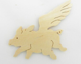 Flying Pig, When Pigs Fly, Wood Flying Pig, Wooden Flying Pig, Flying Pig Magnet, Flying Pig Cut Out, Flying Pig Pin, Flying Pig Ornament
