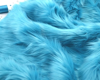 Turqouoise faux fur 2" pile, turquoise fur, turqouoise fur fabric craft squares, turqouoise fursuit fur, turqouoise shag fur, turquoise fur