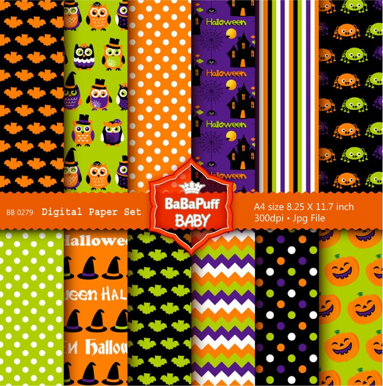 halloween digital papers print at home diy scrapbooking halloween paper designs