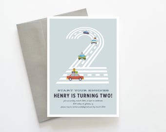 Second Birthday Boy, Transportation Birthday Invitation, Boy 2nd Birthday Invites, 2nd Birthday Invitation Boy, Boy 2nd Birthday Invitation