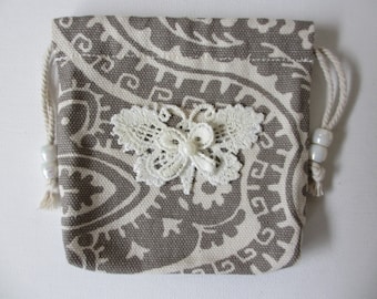 Handcrafted Rosary Canvas Drawstring Pouch