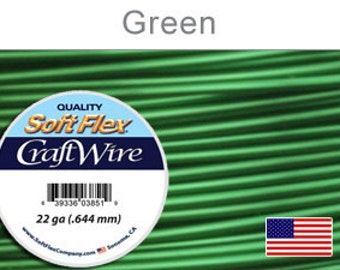22 Gauge Green Soft Flex Wire, Round, Non-Tarnish, Supplies, Findings
