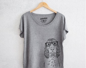 Logan the English Cocker Spaniel- Tri-Blend Dolman Grey - Dog Lover Gift, Cocker Spaniel Shirt, Dog Shirt, Cocker Spaniel