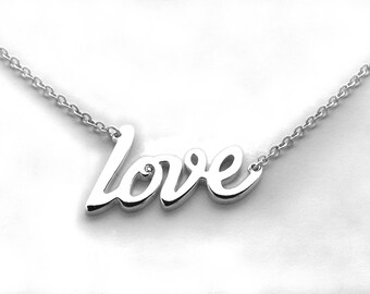 Silver Love Necklace With Sterling Silver Chain