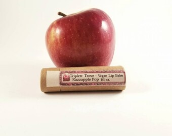 Vegan Razzapple Pop Lip Balm w/ Natural Sunscreening Ingredients 1/3 oz.