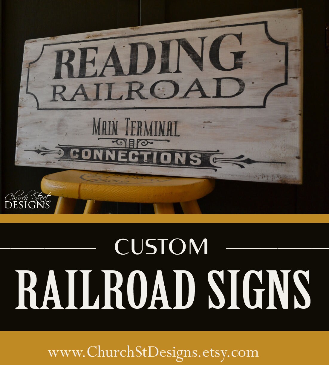 Railroad Sign Train Art Customize the Railroad Name