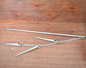 Marque-page - pique à cheveux en plaqué argenté et spikes