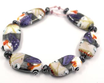 Multicolored Lampwork bead set ,handblown glass beads , craft , artisan , ooak sra artist