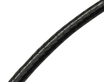 50 cm black genuine leather - cord 1.5 mm T11
