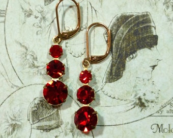 Red Flapper Earrings - Lady Mary - Downton Abbey Style Jewelry - 1920s Jewelry - Art Deco Jewelry - Art Deco Earrings - Womens Jewelry