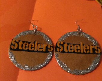 large glitter steelers earrings