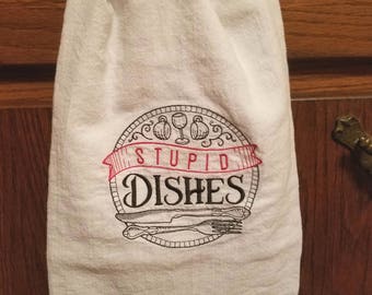 Embroidered Flour Sack Kitchen Towel