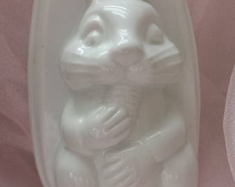 Ceramic Bunny Mold with Cord for Hanging Easter Bunny Decoration Candy Mold or Crafting Mold