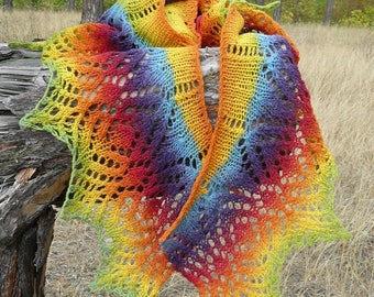 Knitted lace shawl scarf Rainbow shawl wrap Wool lace shawl for women Gift ideas for her