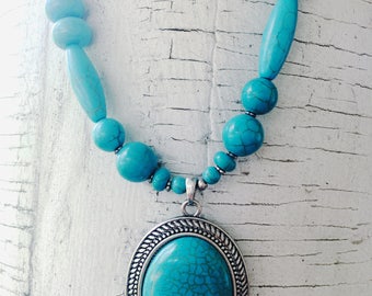 Turquoise Necklace, Beaded Jewelry, Southwestern Jewelry, Necklace, Design