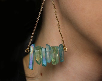 Iridescent Green Crystal Earrings