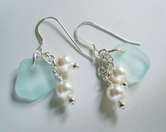Dangle Earrings Sea Glass Beach Glass Earrings, Sea Glass Earrings, Seaglass Jewelry