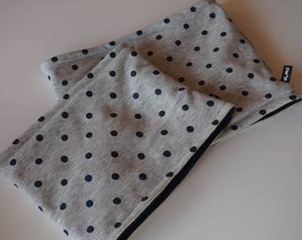 Gray Sweatshirt Choker with blue dots midnight glitter