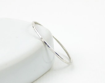 Extra Skinny Stacking Ring, Sterling Silver Ring, Thin Knuckle Ring, Hammered Ring, Sterling Silver Jewellery 925