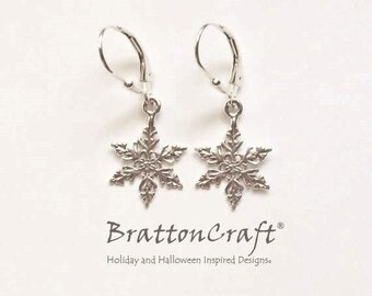 Silver Snowflake Earrings - Sterling Silver Snowflake Earrings - Winter Earrings - Winter Wedding Earrings - Christmas Earrings