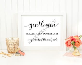 Gentleman Restroom Wedding Printable Sign. Wedding sign.