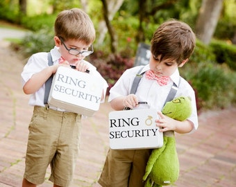 SET OF 2 White Ring Security Boxes - Complete with Coloring Books with Crayons - Ring Bearer Alternative