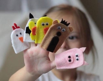 Farm Animal Finger Puppets, Felt finger puppets, travel toys, handmade kids toys, Busy Box Shop
