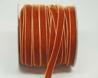 Velvet Woven Ribbon Trim -- 3/8 inches -- Rust Orange
